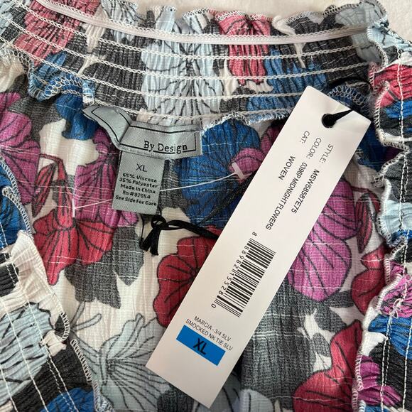 By Design NWT OTS tie wrists floral print tunic blouse sz XL - Picture 5 of 13